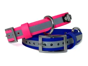 1" Reflective Waterproof BioThane Stainless Steel Buckle Collar