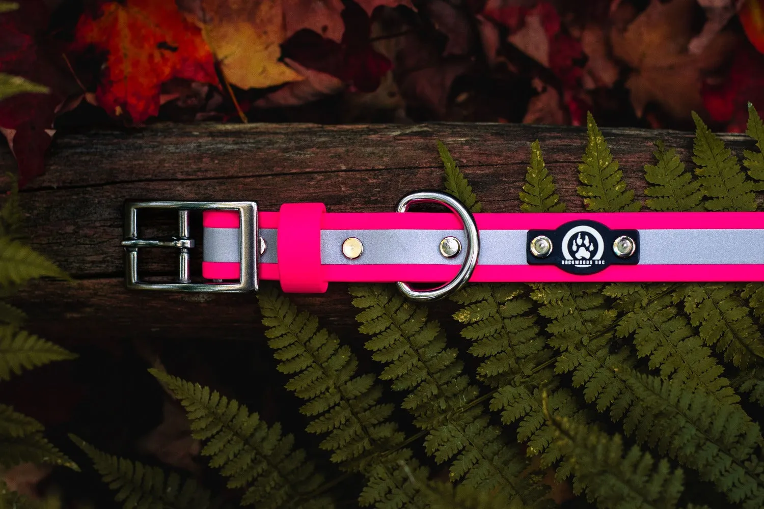 1" Reflective Waterproof BioThane Stainless Steel Buckle Collar
