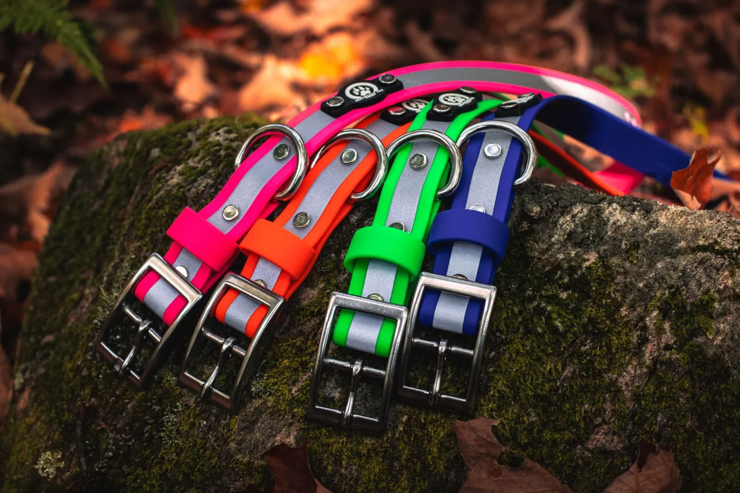 1" Reflective Waterproof BioThane Stainless Steel Buckle Collar