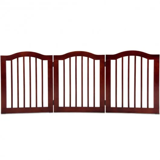 3 Panels Folding Freestanding Wood Pet Dog Safety Gate-24"