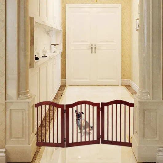 3 Panels Folding Freestanding Wood Pet Dog Safety Gate-24"