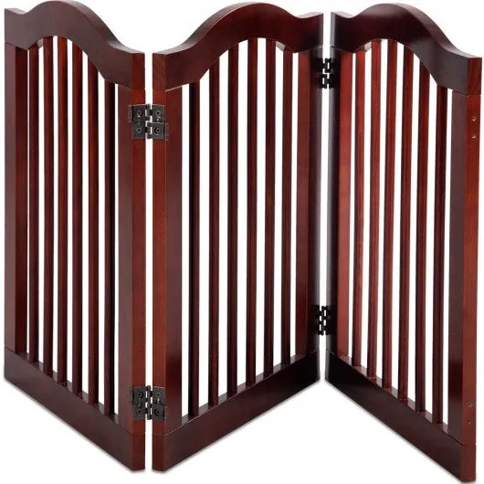 3 Panels Folding Freestanding Wood Pet Dog Safety Gate-24"