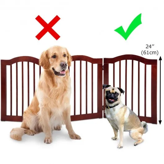 3 Panels Folding Freestanding Wood Pet Dog Safety Gate-24"