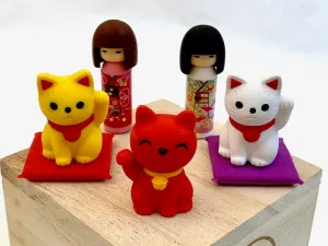 383461 IWAKO DOLL AND CAT ERASER CARD-SINGLE