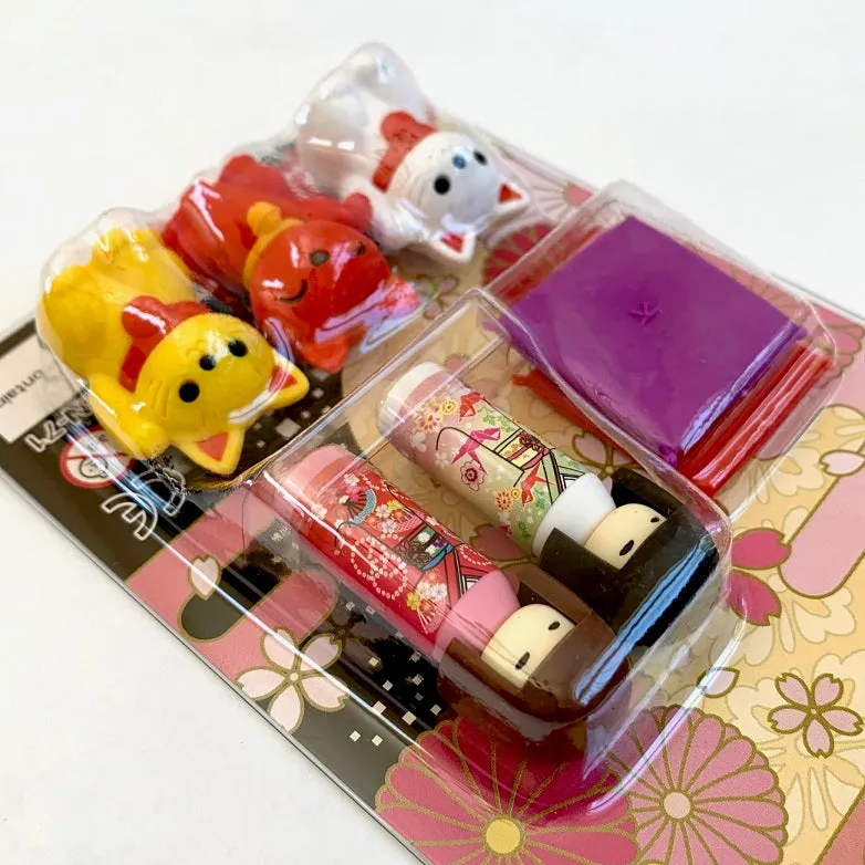 383461 IWAKO DOLL AND CAT ERASER CARD-SINGLE
