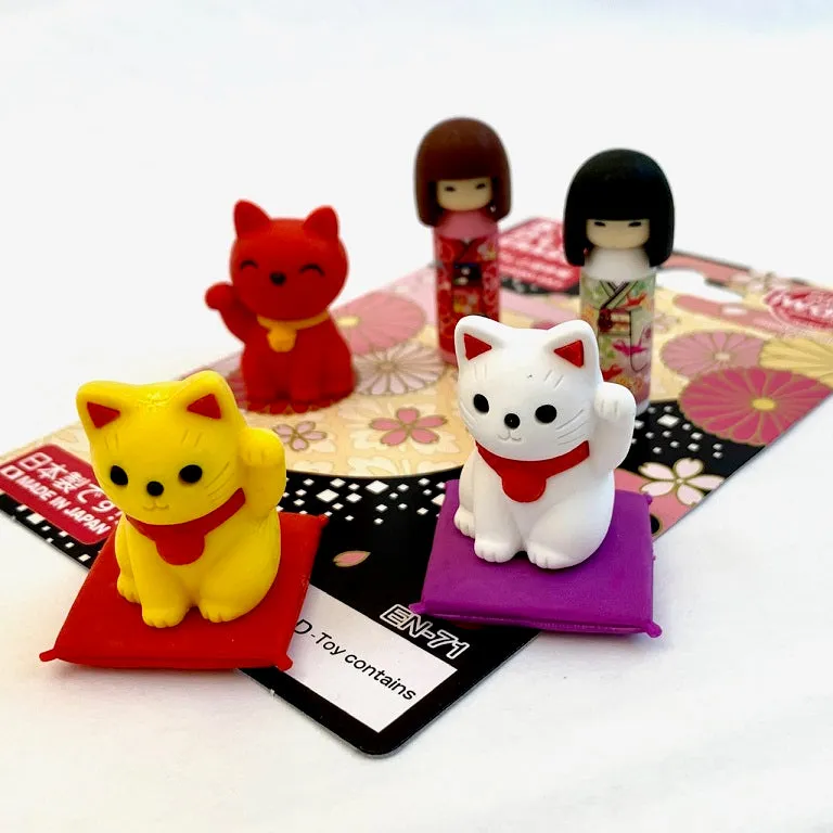 383461 IWAKO DOLL AND CAT ERASER CARD-SINGLE