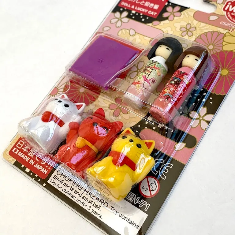 383461 IWAKO DOLL AND CAT ERASER CARD-SINGLE