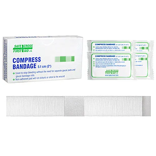 Bandages - Safecross Compress Bandage 5.1X5.1 CM 4/BOX, 02020