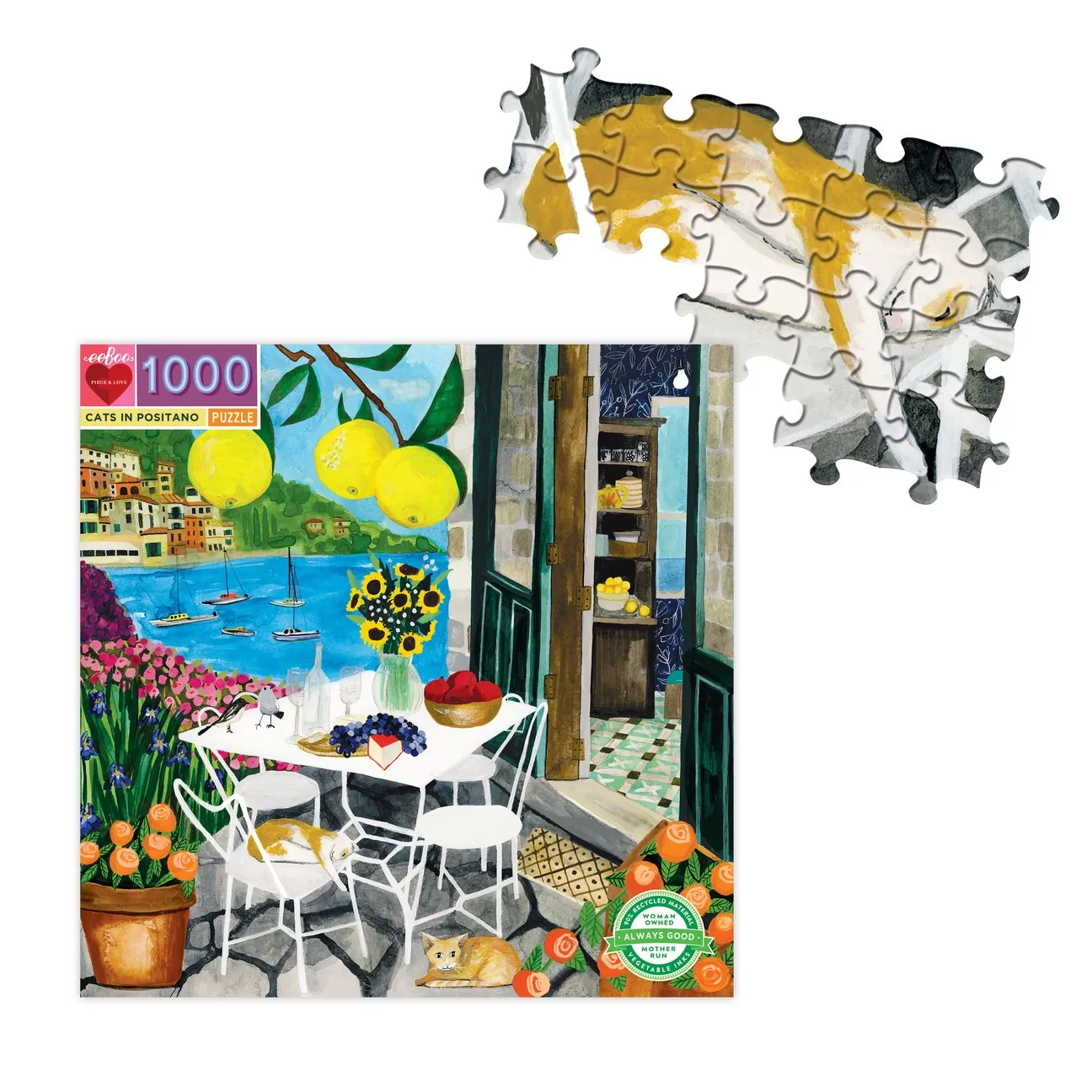 Cats in Positano 1000 Piece Puzzle - Quick Ship