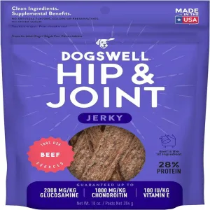 Dogswell Jerky Hip & Joint Beef Recipe Grain-Free Treats for Dogs 10 oz