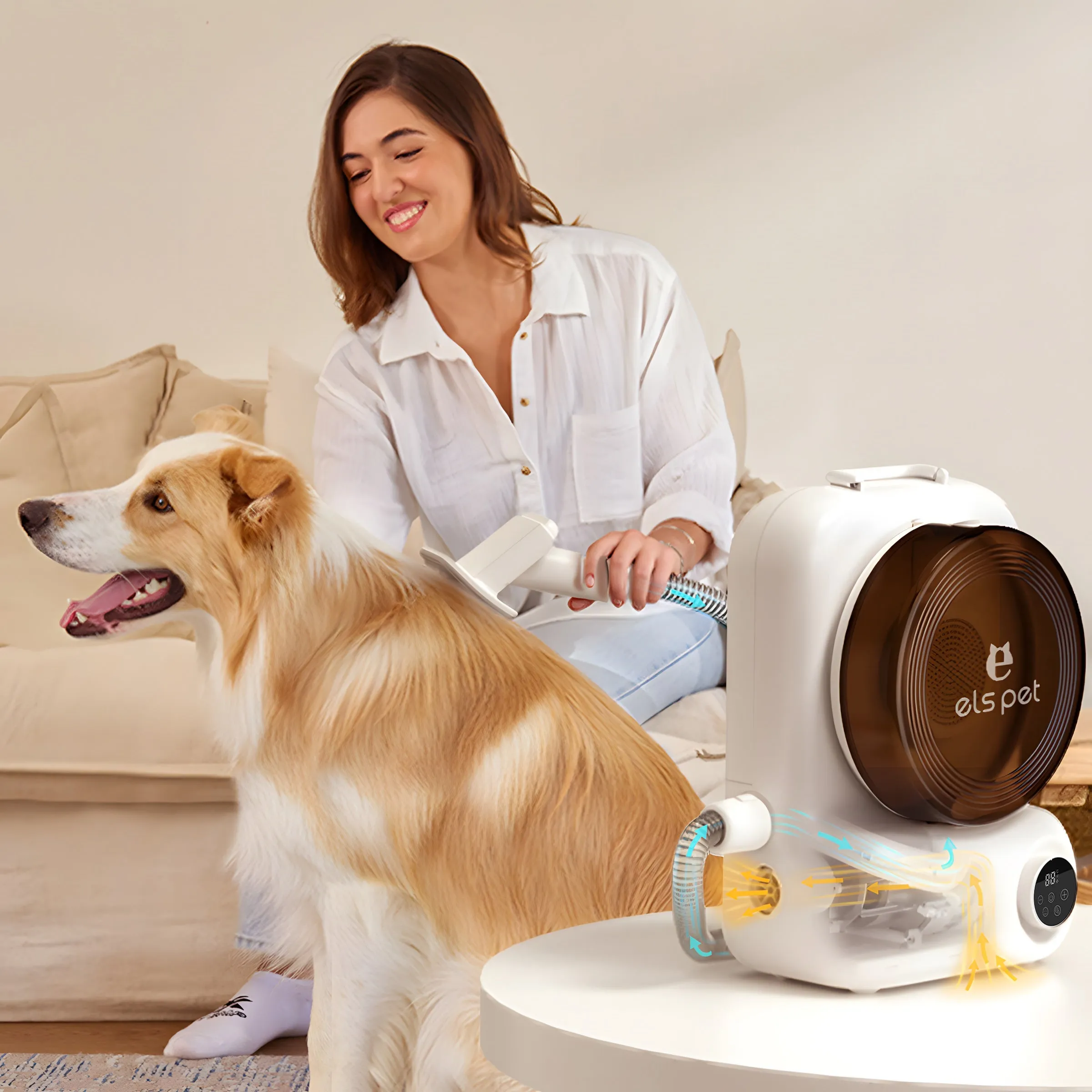 Els Pet Spaceship Self Cleaning Litter Box  Groomdora Grooming Vacuum Kit Bundle