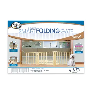 Four Paws Expandable Dog Gate, Wood Gate for Dogs, 3-Panel - 24-68 in W X 17 in H