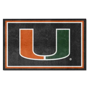 Miami Hurricanes 4ft. x 6ft. Plush Area Rug, Black