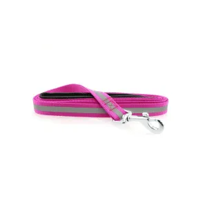 Reflective Nylon Leash with Soft Grip Handle in Raspberry