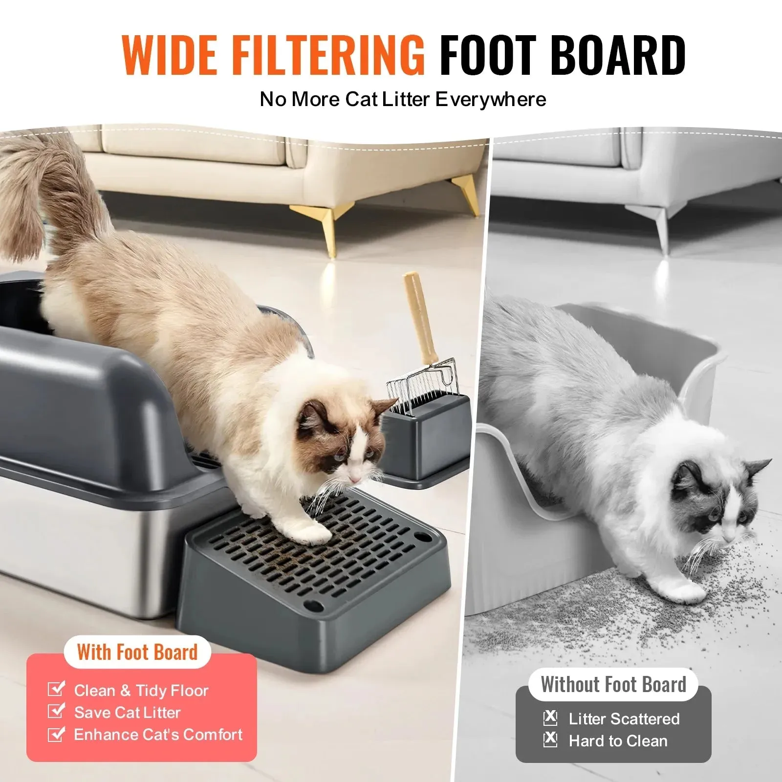 VEVOR Extra Large Stainless Steel Cat Litter Box